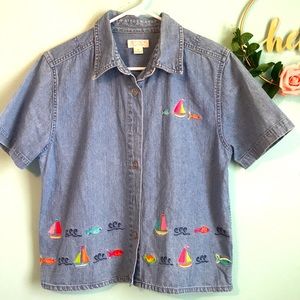 Christopher & Banks Short sleeve denim top